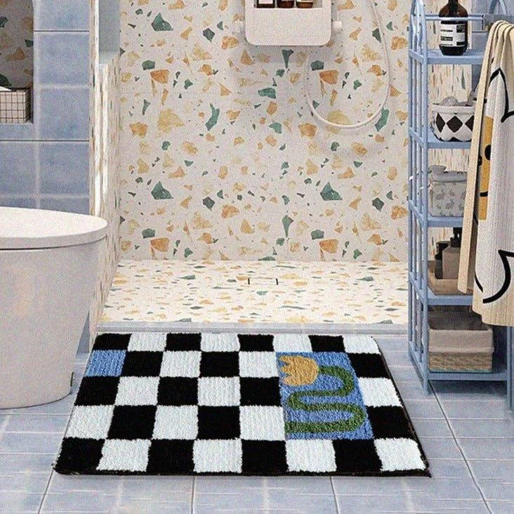 Checkered Yellow Flower Mat -  - #tag1#
