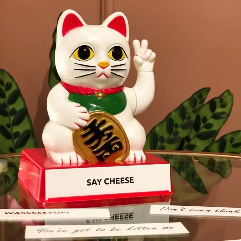 Cheeky Fortune Lucky Cat Display Stand tag1