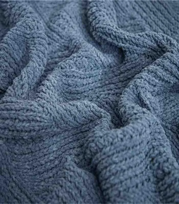 Chenille Stripe Plaid Blanket Soft with Tassels Throw 1kg -  - #tag1#
