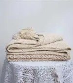 Chenille Stripe Plaid Blanket Soft with Tassels Throw 1kg tag1