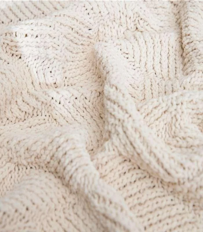 Chenille Stripe Plaid Blanket Soft with Tassels Throw 1kg -  - #tag1#