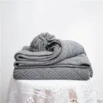 Chenille Stripe Plaid Blanket Soft with Tassels Throw 1kg tag1