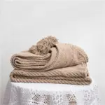 Chenille Stripe Plaid Blanket Soft with Tassels Throw 1kg tag1