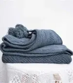 Chenille Stripe Plaid Blanket Soft with Tassels Throw 1kg tag1