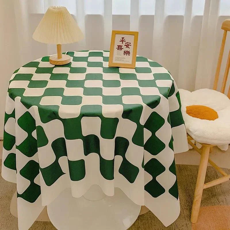 Chequered Design Round Cotton Tablecloth -  - #tag1#
