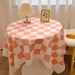 Chequered Design Round Cotton Tablecloth tag1