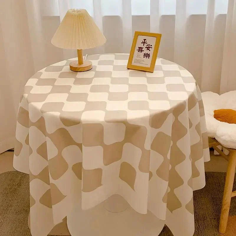 Chequered Design Round Cotton Tablecloth -  - #tag1#