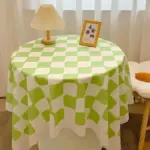Chequered Design Round Cotton Tablecloth tag1
