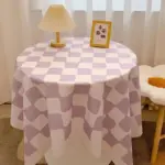 Chequered Design Round Cotton Tablecloth tag1