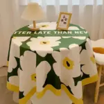 Chequered Design Round Cotton Tablecloth tag1