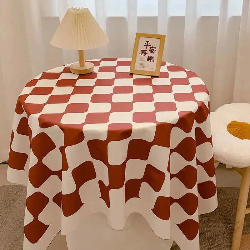 Chequered Design Round Cotton Tablecloth -  - #tag1#