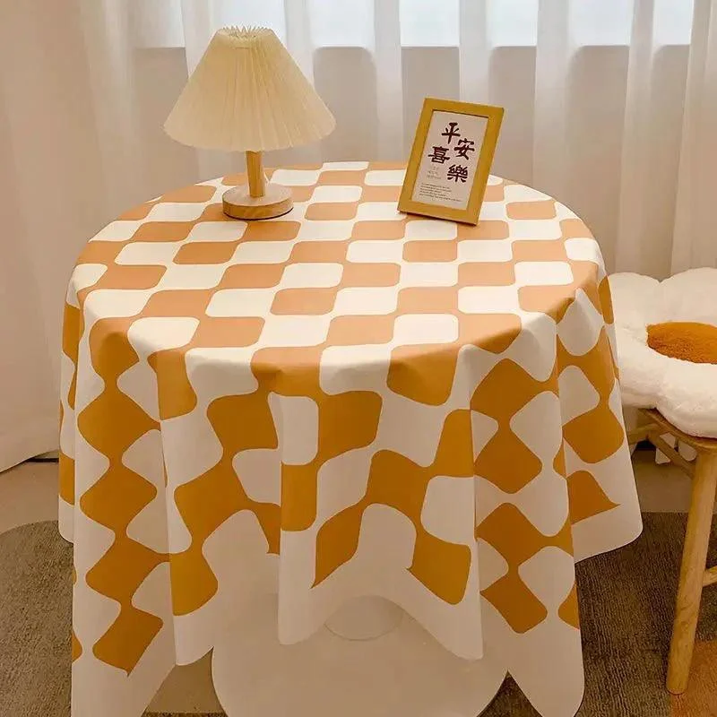 Chequered Design Round Cotton Tablecloth -  - #tag1#