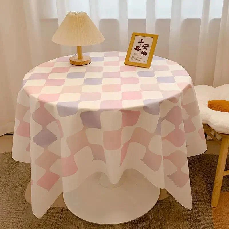 Chequered Design Round Cotton Tablecloth -  - #tag1#