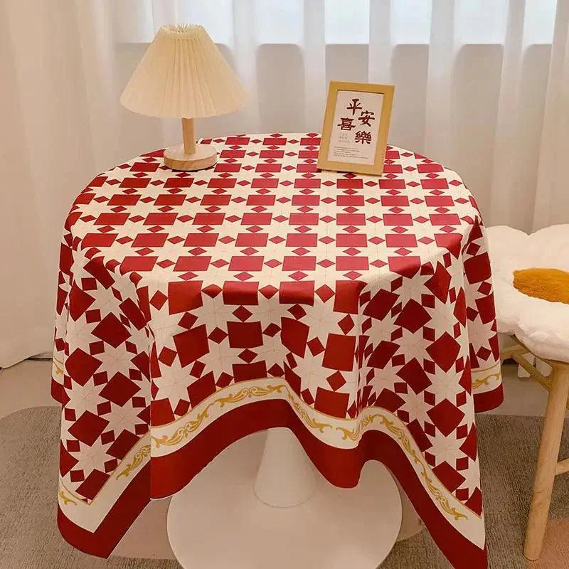 Chequered Design Round Cotton Tablecloth -  - #tag1#
