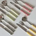 Chequered Pattern Stainless Steel Cutlery Set tag1