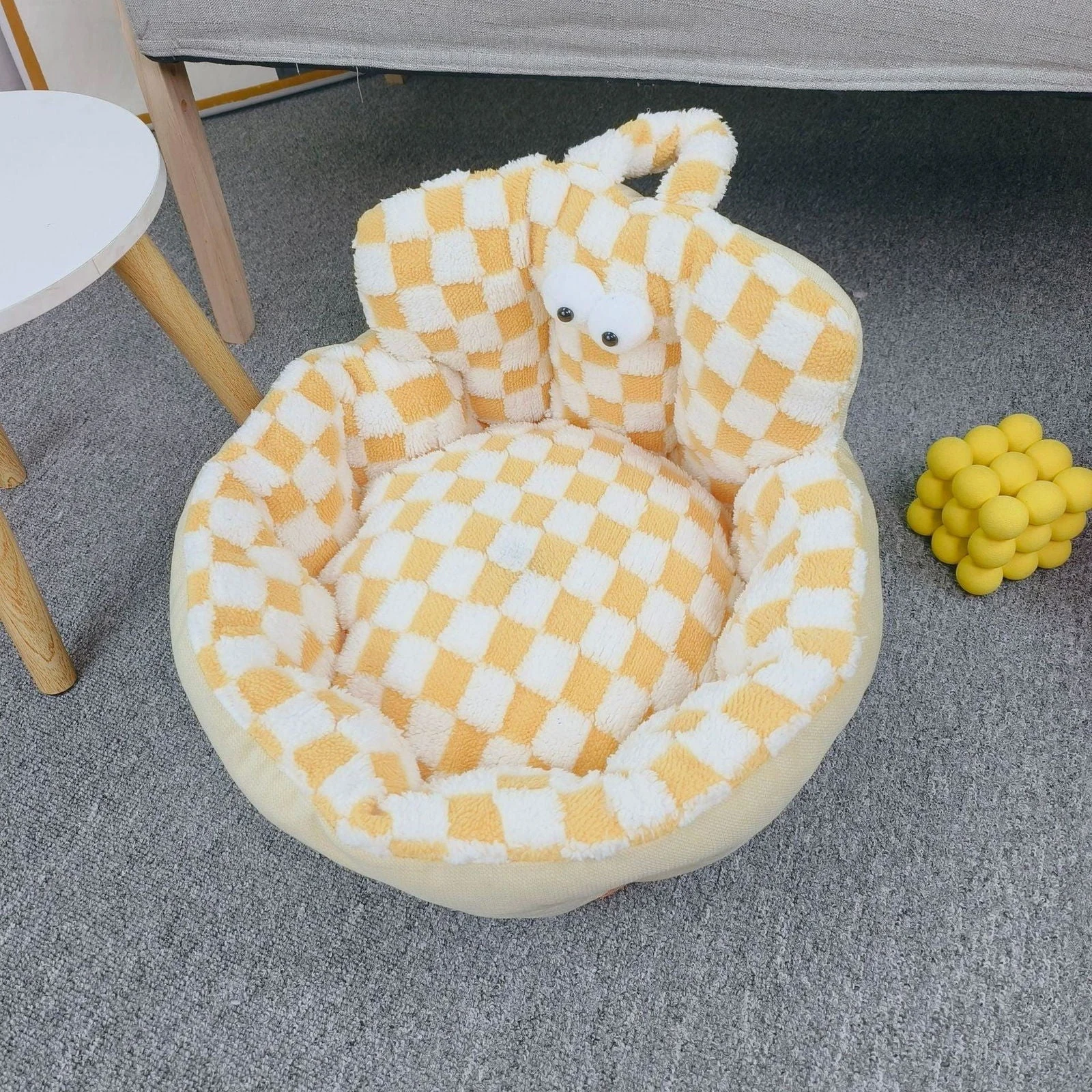 Chessboard Round Pet Bed for Dogs and Cats -  - #tag1#