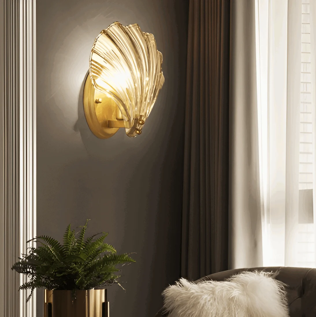 ChicShell - Minimalist Glass Bowl Wall Light with Push Button Switch -  - #tag1#