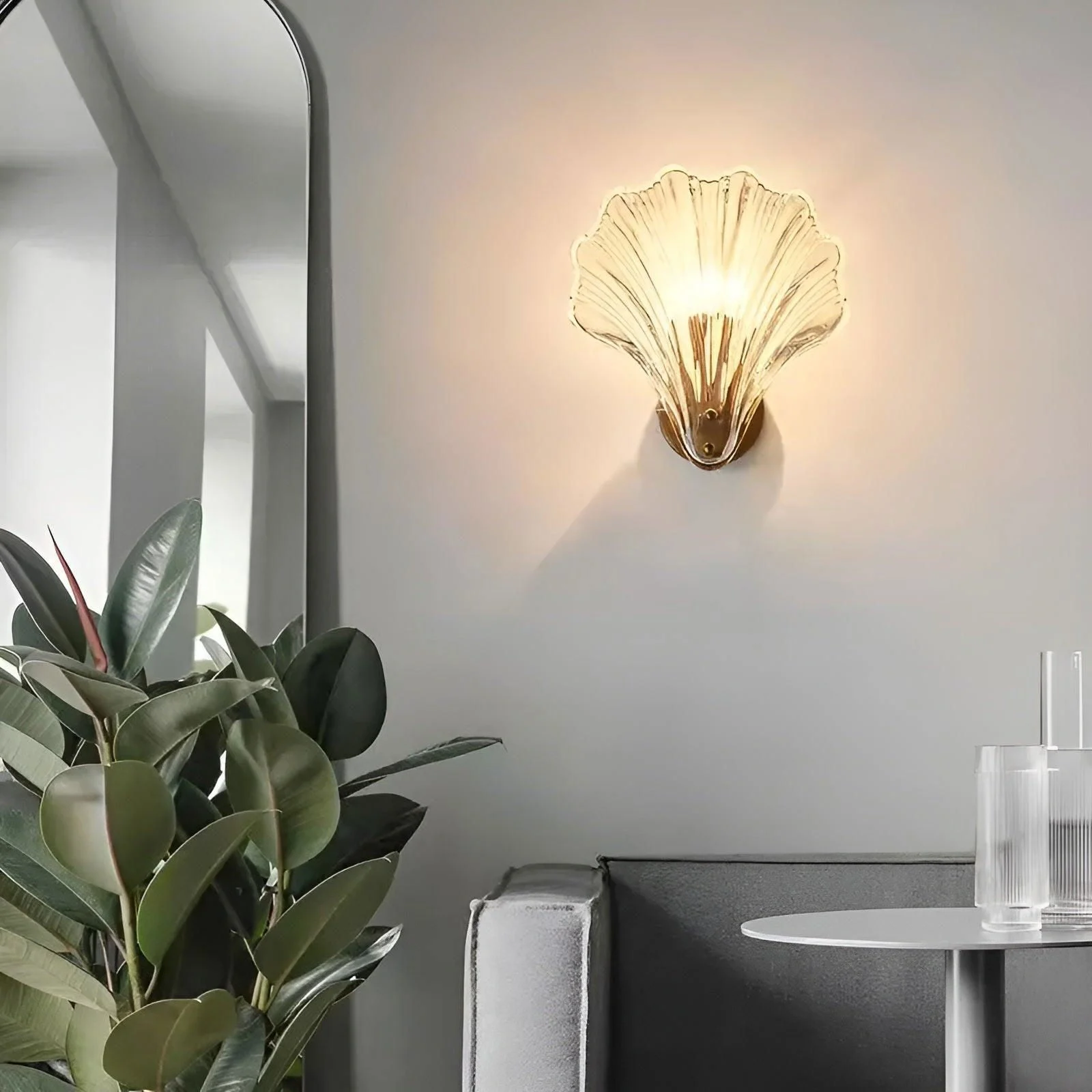 ChicShell - Minimalist Glass Bowl Wall Light with Push Button Switch -  - #tag1#