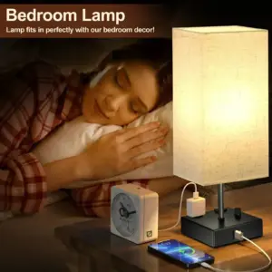 Chic Bedside Lamp: USB Ports, AC Outlet, 3 Lighting Modes