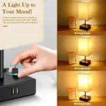 Chic Bedside Lamp USB Ports AC Outlet 3 Lighting Modes