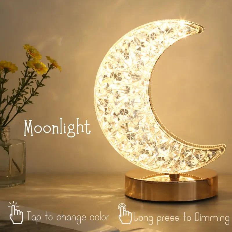 Chic Moonlight Crystal Touch Dimming Girls Lighting Room Home Decor - 