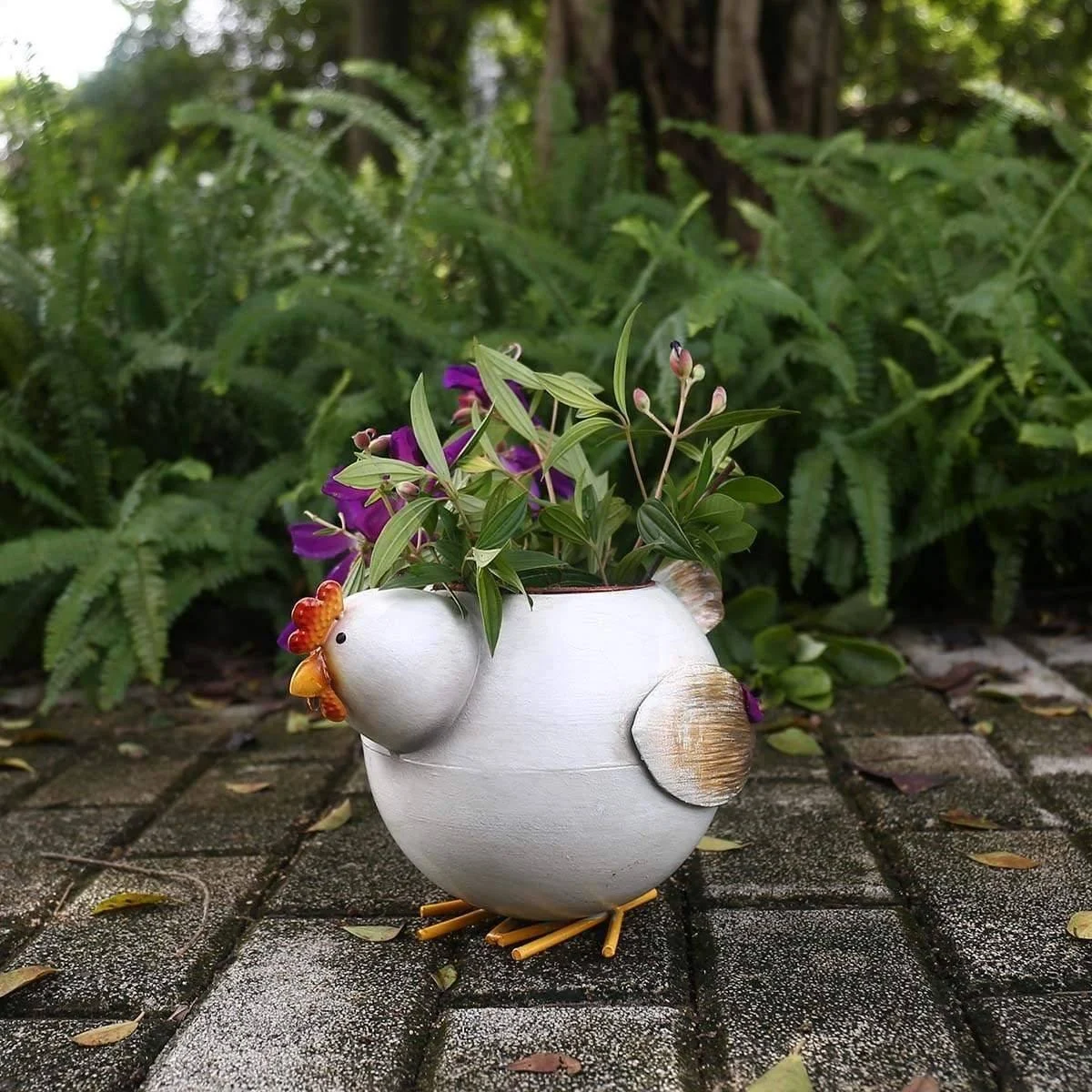 Chicken Garden Planter Flower Pot Decor - Whimsical Touch to Your Garden -