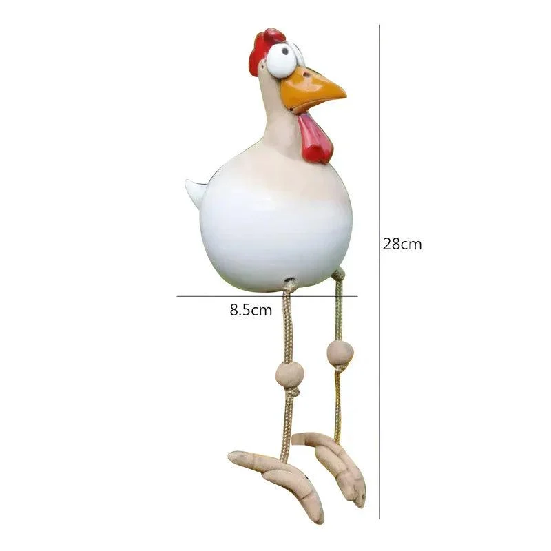 Chicken statue with big eyes - weather-resistant resin craft - garden gnome statue -  - #tag1#