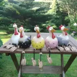 Chicken statue with big eyes weather resistant resin craft garden gnome statue tag1
