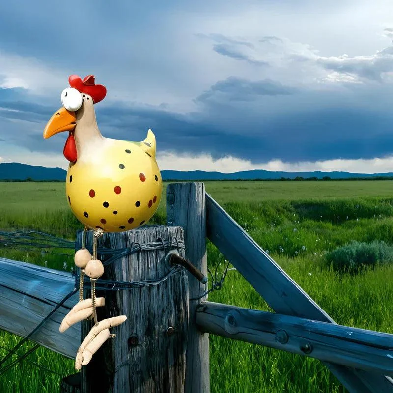 Chicken statue with big eyes - weather-resistant resin craft - garden gnome statue -  - #tag1#