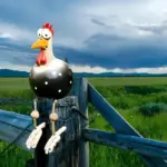 Chicken statue with big eyes weather resistant resin craft garden gnome statue tag1