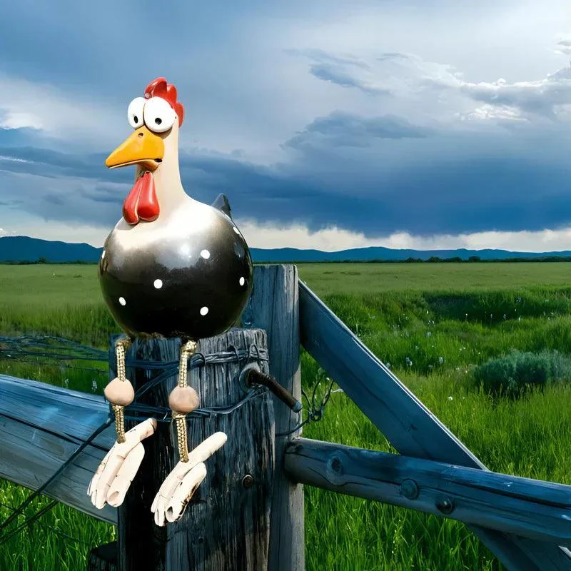 Chicken statue with big eyes - weather-resistant resin craft - garden gnome statue -  - #tag1#