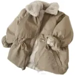 Children s Fur Lined Khaki Coat tag1