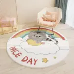 Children s Round Cartoon Bedroom Rug tag1