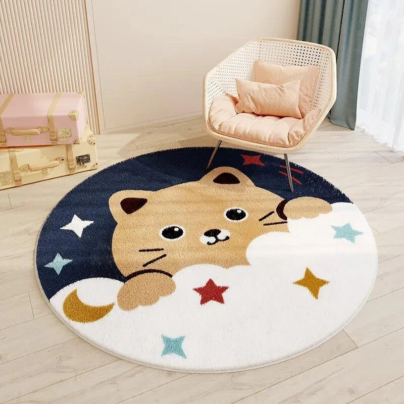 Children's Round Cartoon Bedroom Rug -  - #tag1#