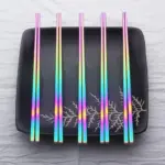 Chinese Japanese Korean Chopsticks Rainbow Length 23cm Chopsticks Food Grade Top 304 Mirror Polished Stainless Steel