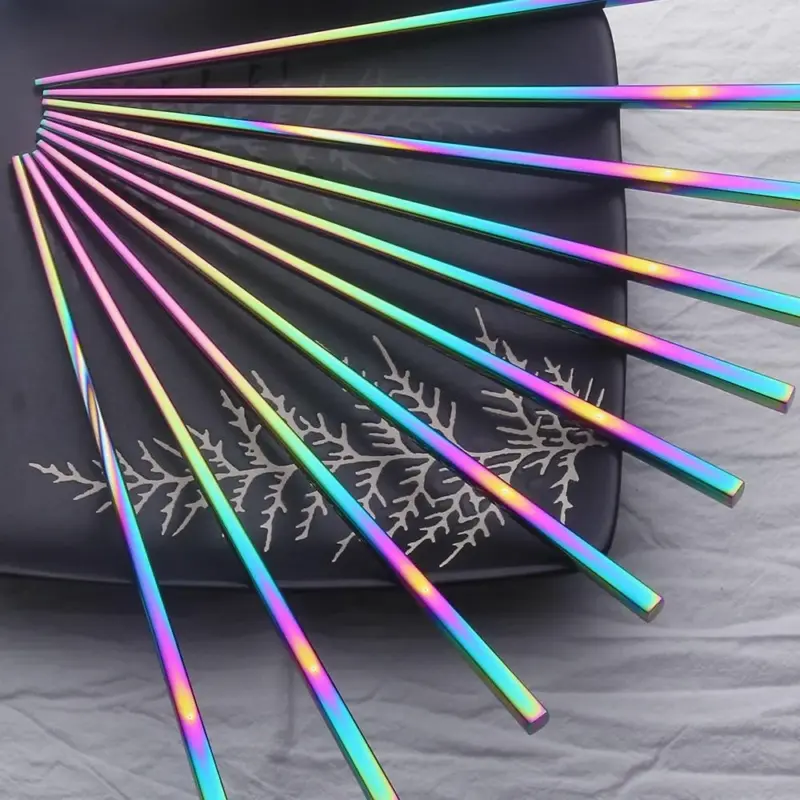 Chinese Japanese Korean Chopsticks Rainbow Length 23cm Chopsticks Food Grade Top 304 Mirror Polished Stainless Steel e21a7d78 358b 48e0 9567 1b2647b3de91