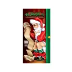 Christmas Door Banner Santa Claus Door Cover Holiday Decoration tag1