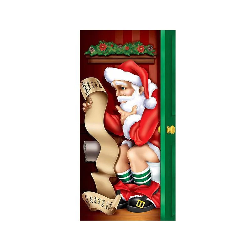 Christmas Door Banner, Santa Claus Door Cover Holiday Decoration -  - #tag1#