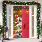 Christmas Door Banner Santa Claus Door Cover Holiday Decoration tag1
