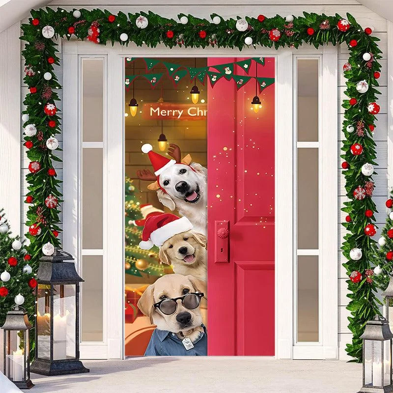 Christmas Door Banner, Santa Claus Door Cover Holiday Decoration -  - #tag1#