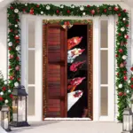 Christmas Door Banner Santa Claus Door Cover Holiday Decoration tag1