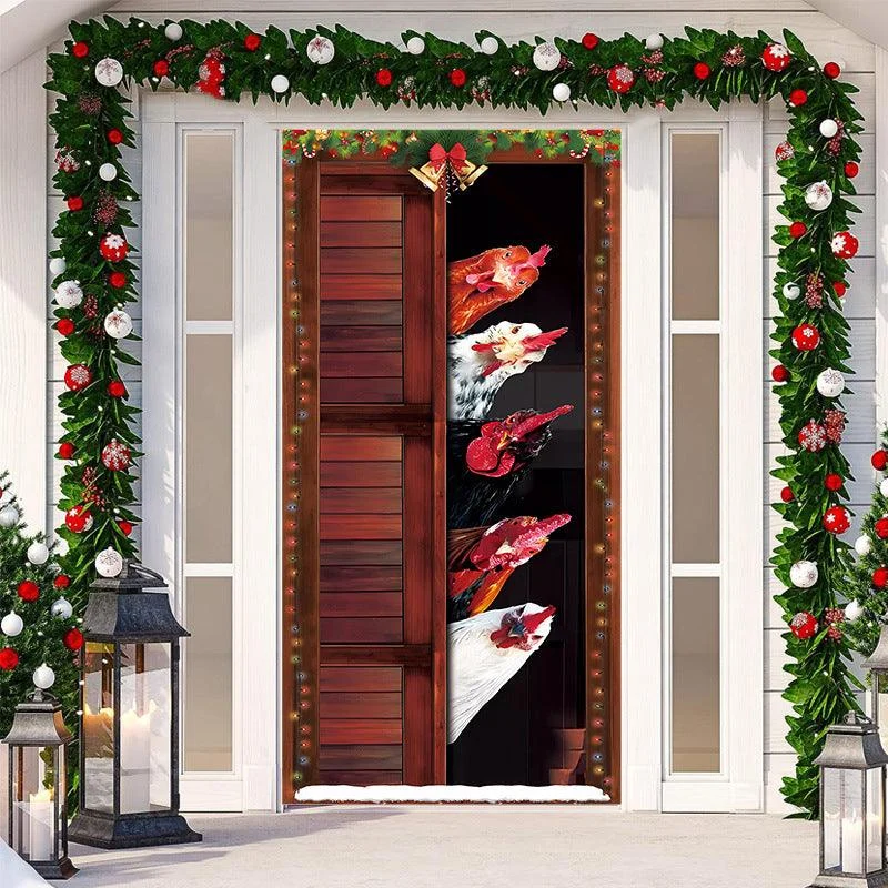 Christmas Door Banner, Santa Claus Door Cover Holiday Decoration -  - #tag1#