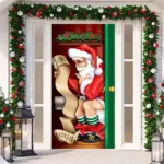 Christmas Door Banner Santa Claus Door Cover Holiday Decoration tag1