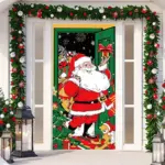 Christmas Door Banner Santa Claus Door Cover Holiday Decoration tag1