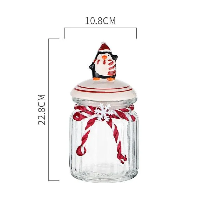 Christmas Glass Candy Jars with Lids -