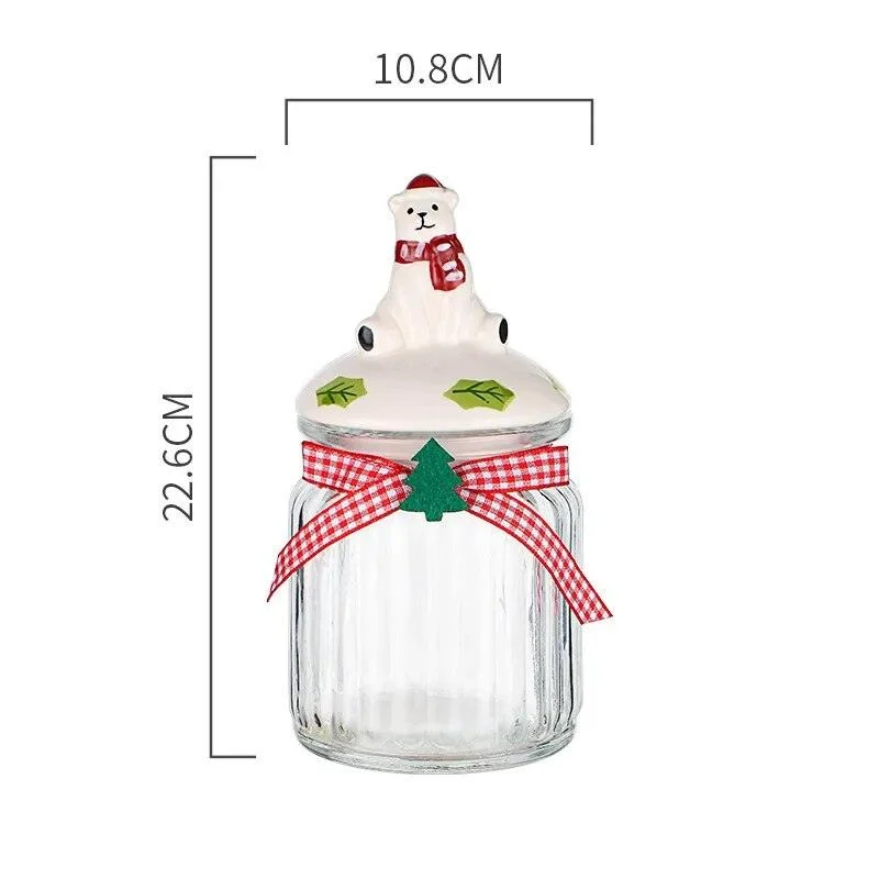 Christmas Glass Candy Jars with Lids -