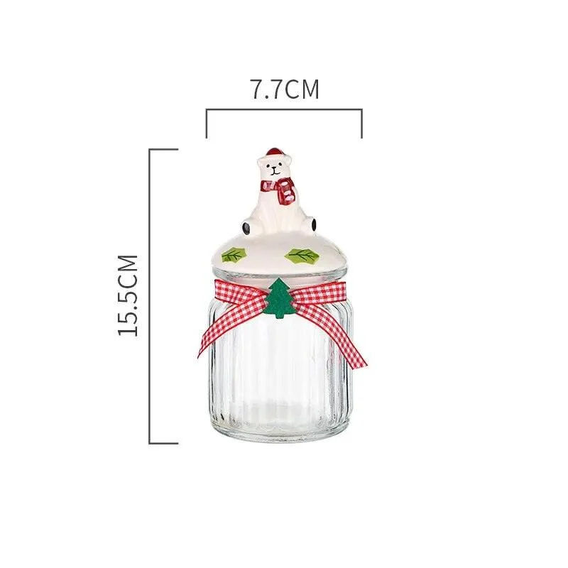 Christmas Glass Candy Jars with Lids -