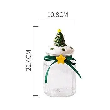 Christmas Glass Candy Jars with Lids -