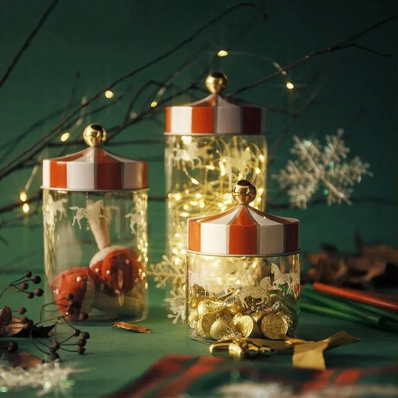 Christmas Glass Storage Jars with Airtight Lids -