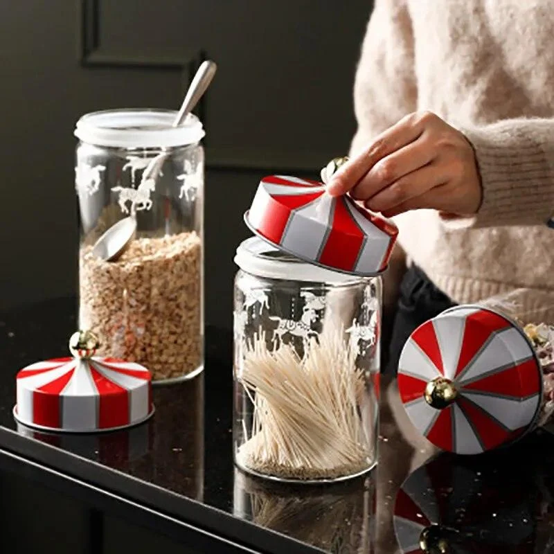 Christmas Glass Storage Jars with Airtight Lids -